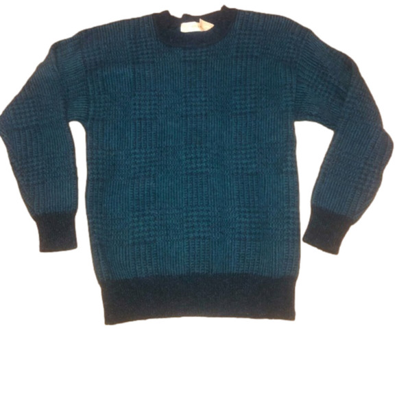 𝅺vintage Braemar Shetland Wool Blue/Green Sweater M - Picture 1 of 3